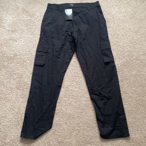 BooHoo Man Relaxed Fit Black Chino Trousers Cargo Pants Free Shipping